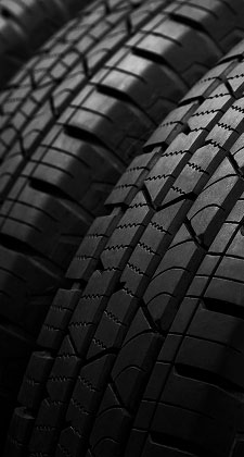 Close up of high-quality tire tread on a Strick trailer, a leading Semi-Trailer Manufacturer