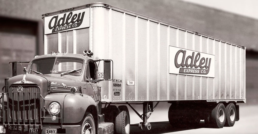 Strick Commercial Custom Semi Trailers in 1930 shown on a Mack truck carrying for Adley Express Co Strick Commercial Custom Semi Trailers in 1930 shown on a Mack truck carrying for Adley Express Co